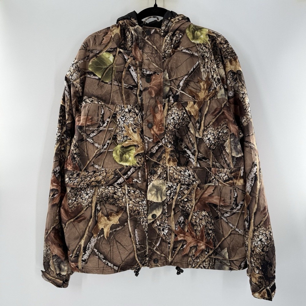 Burly Camo Camoflage Coat Mens XL Hooded Hunting Mesh Lined
